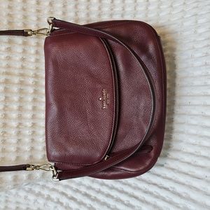 Kate Spade Jackson Cherrywood Medium Flap Convertible Crossbody Purse Maroon